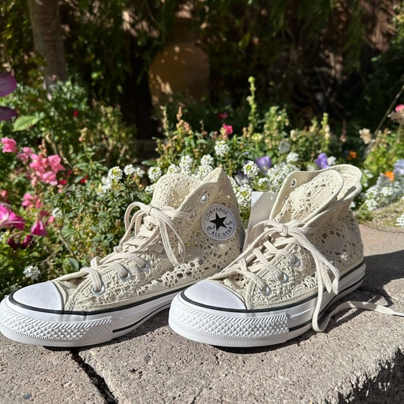 Converse Shoes Converse Ivory Lace High Tops Size 6 Brand New With